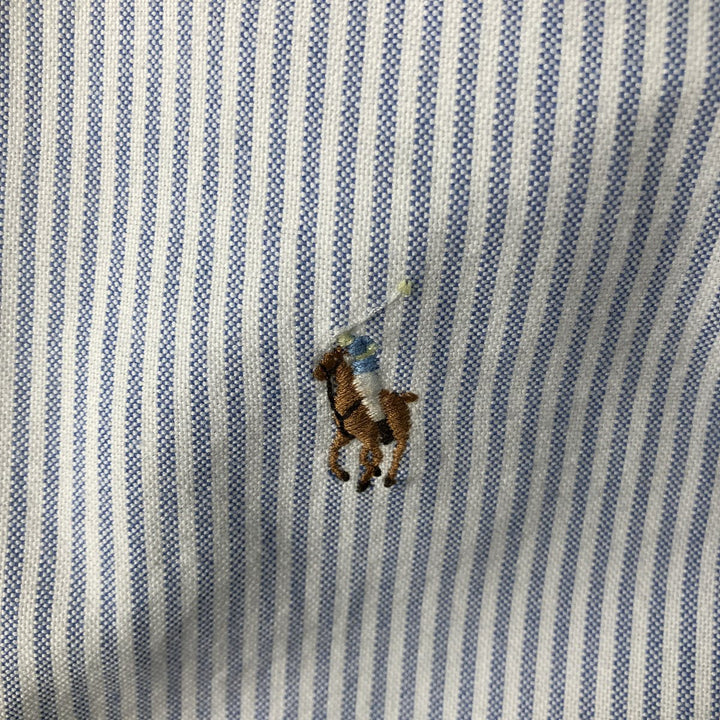 Ralph Lauren long sleeve button down striped shirt, men's size L cotton white type Vintage Second Hand