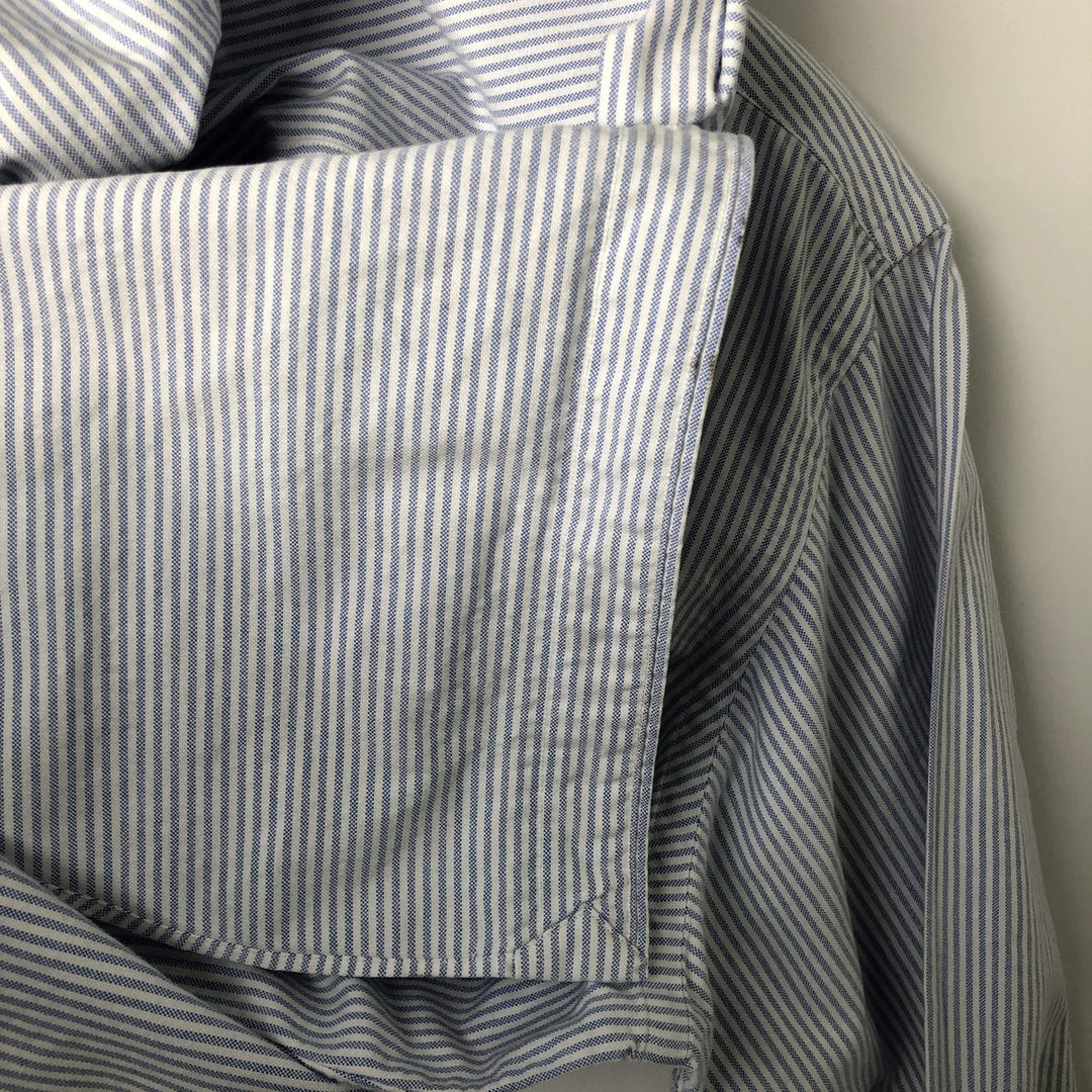 Ralph Lauren long sleeve button down striped shirt, men's size L cotton white type Vintage Second Hand