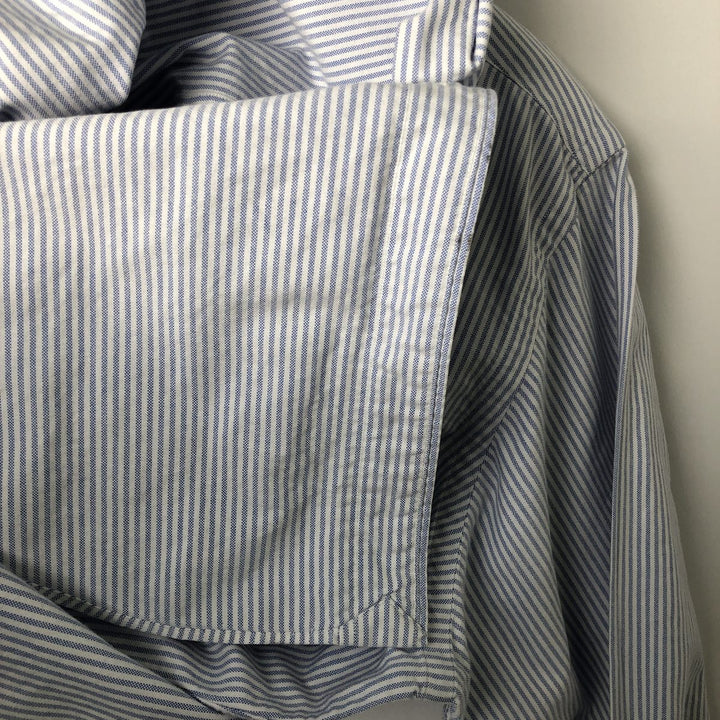 Ralph Lauren long sleeve button down striped shirt, men's size L cotton white type Vintage Second Hand