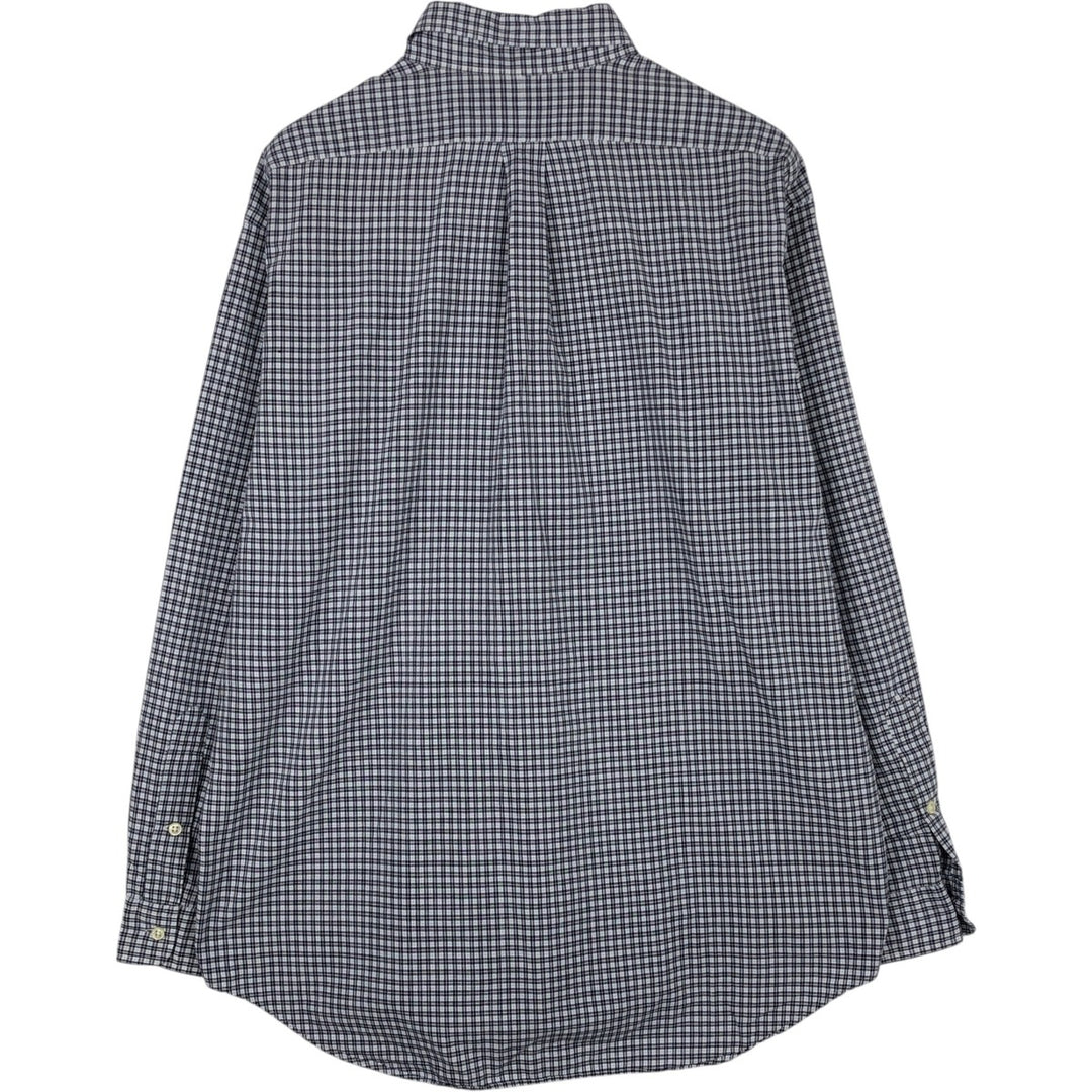 Ralph Lauren BLAKE long sleeve button down check shirt, men's size L cotton navy blue type Vintage Second Hand