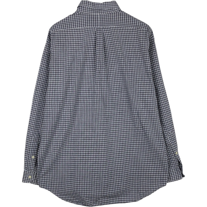 Ralph Lauren BLAKE long sleeve button down check shirt, men's size L cotton navy blue type Vintage Second Hand