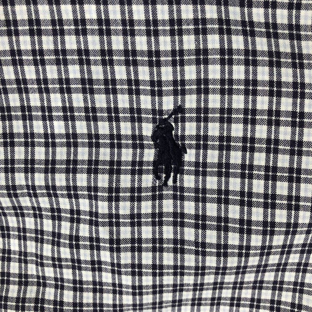 Ralph Lauren BLAKE long sleeve button down check shirt, men's size L cotton navy blue type Vintage Second Hand