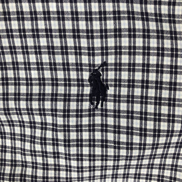 Ralph Lauren BLAKE long sleeve button down check shirt, men's size L cotton navy blue type Vintage Second Hand