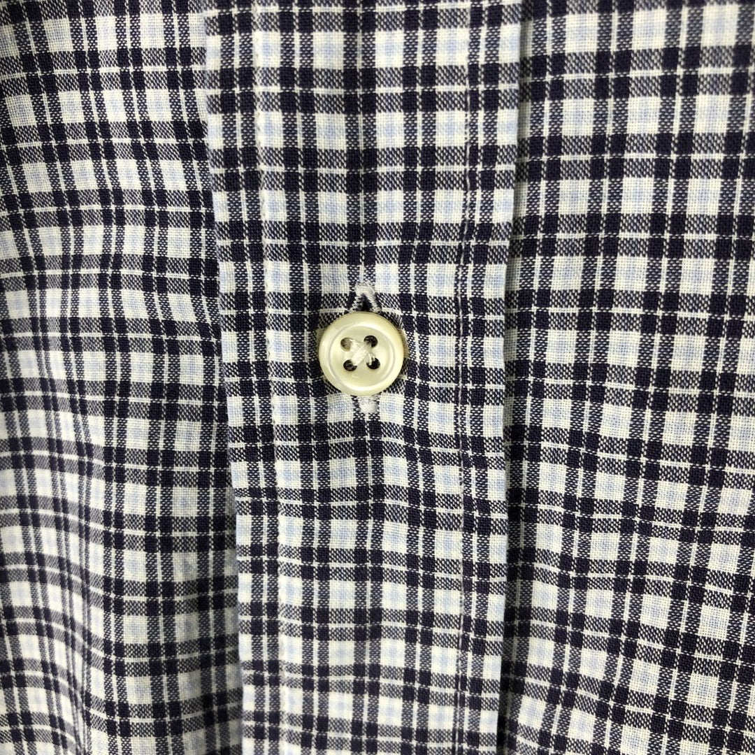 Ralph Lauren BLAKE long sleeve button down check shirt, men's size L cotton navy blue type Vintage Second Hand