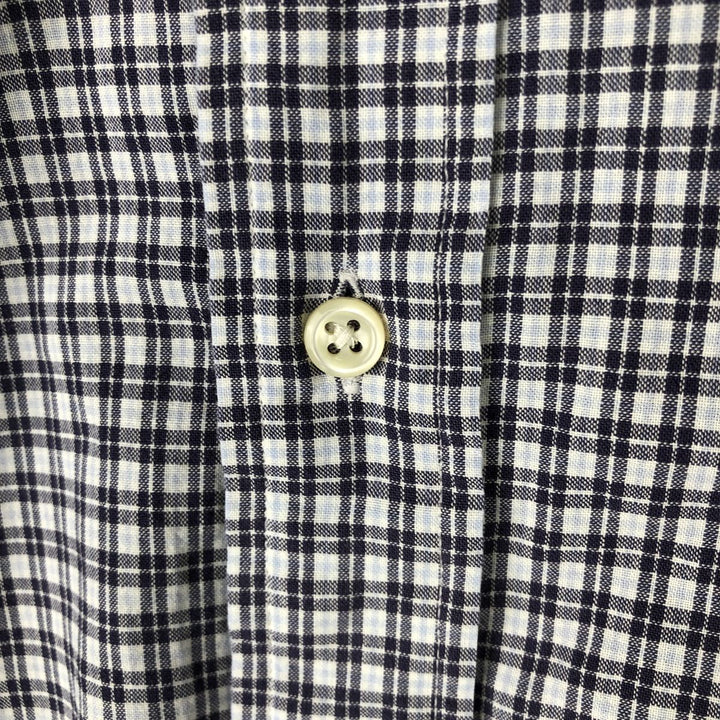 Ralph Lauren BLAKE long sleeve button down check shirt, men's size L cotton navy blue type Vintage Second Hand