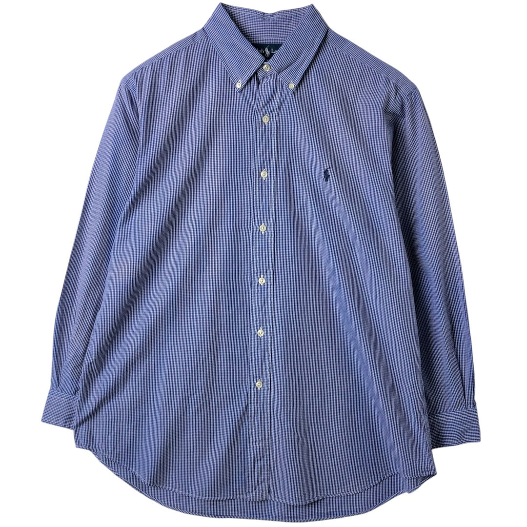 Ralph Lauren Classic Fit Gingham Check Long Sleeve Button Down Check Shirt Men's Size L cotton white type Vintage Second Hand