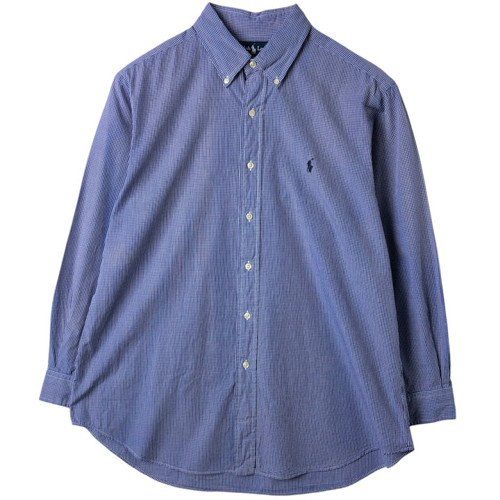 Ralph Lauren Classic Fit Gingham Check Long Sleeve Button Down Check Shirt Men's Size L cotton white type Vintage Second Hand