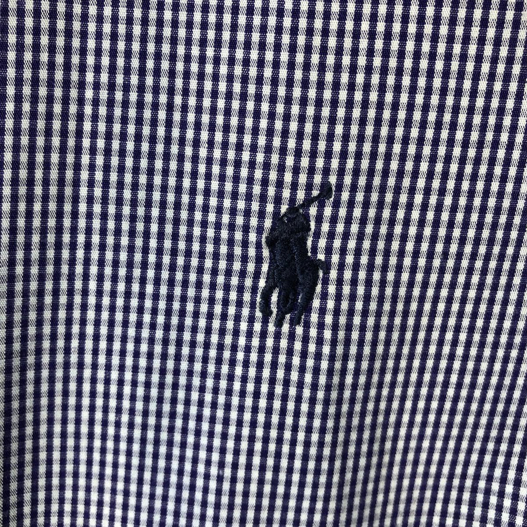 Ralph Lauren Classic Fit Gingham Check Long Sleeve Button Down Check Shirt Men's Size L cotton white type Vintage Second Hand