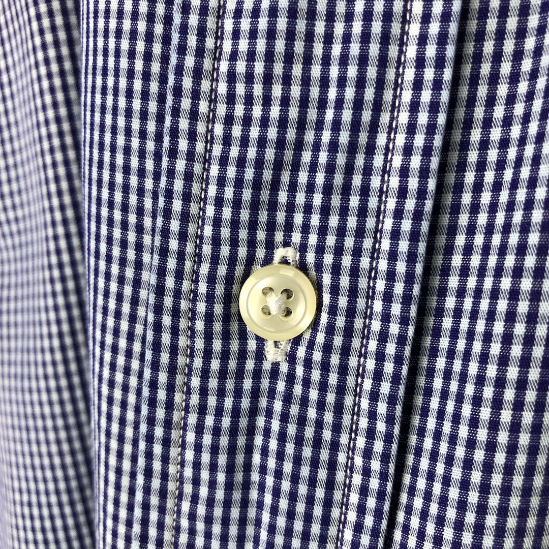 Ralph Lauren Classic Fit Gingham Check Long Sleeve Button Down Check Shirt Men's Size L cotton white type Vintage Second Hand