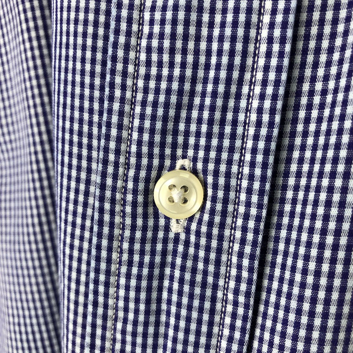 Ralph Lauren Classic Fit Gingham Check Long Sleeve Button Down Check Shirt Men's Size L cotton white type Vintage Second Hand