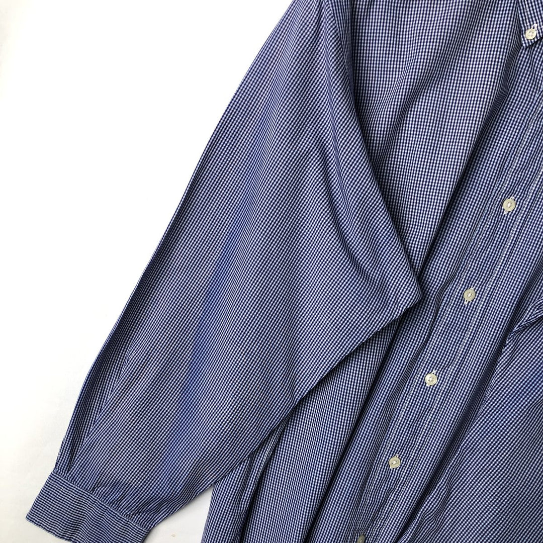 Ralph Lauren Classic Fit Gingham Check Long Sleeve Button Down Check Shirt Men's Size L cotton white type Vintage Second Hand