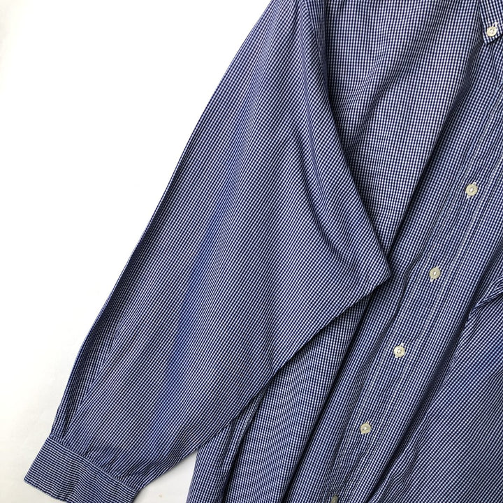 Ralph Lauren Classic Fit Gingham Check Long Sleeve Button Down Check Shirt Men's Size L cotton white type Vintage Second Hand