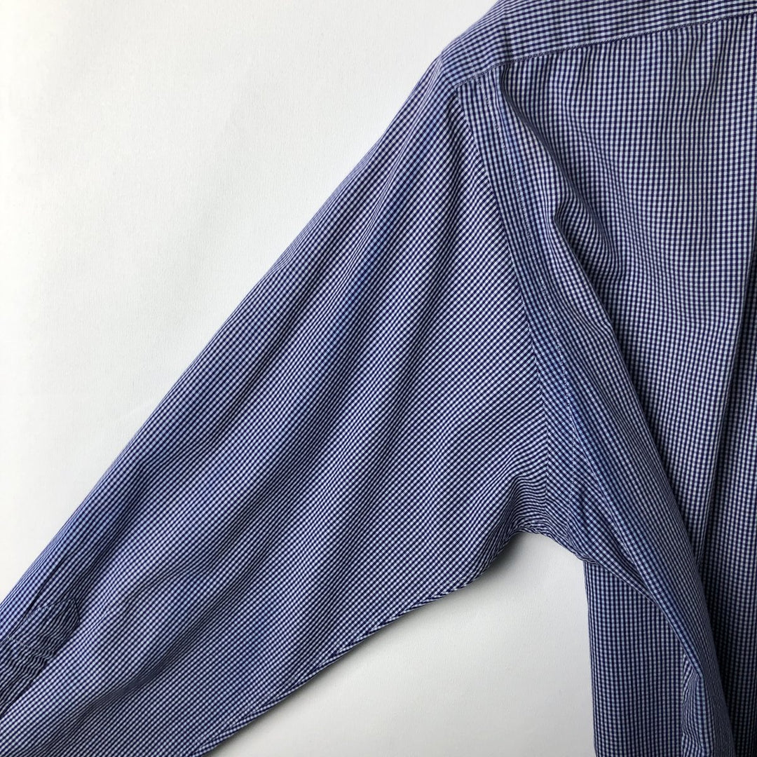 Ralph Lauren Classic Fit Gingham Check Long Sleeve Button Down Check Shirt Men's Size L cotton white type Vintage Second Hand