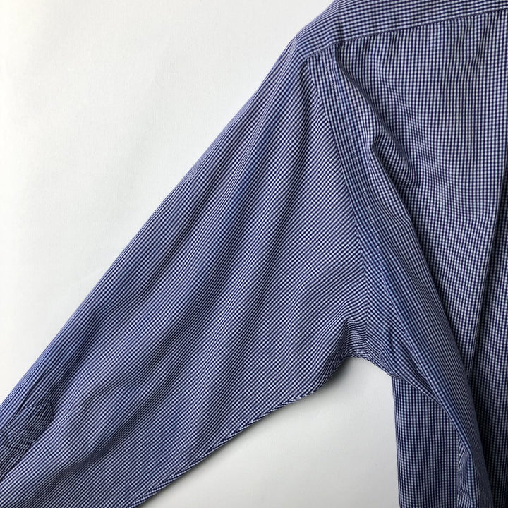 Ralph Lauren Classic Fit Gingham Check Long Sleeve Button Down Check Shirt Men's Size L cotton white type Vintage Second Hand