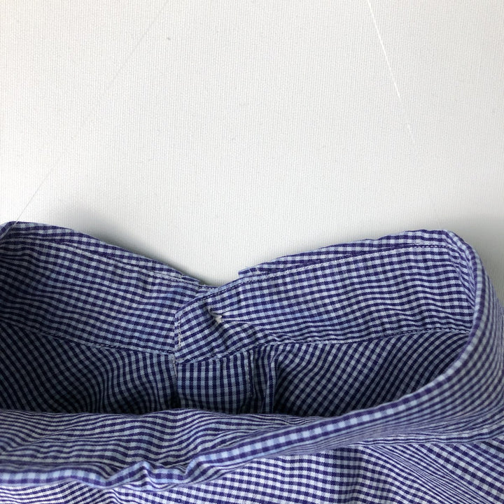 Ralph Lauren Classic Fit Gingham Check Long Sleeve Button Down Check Shirt Men's Size L cotton white type Vintage Second Hand