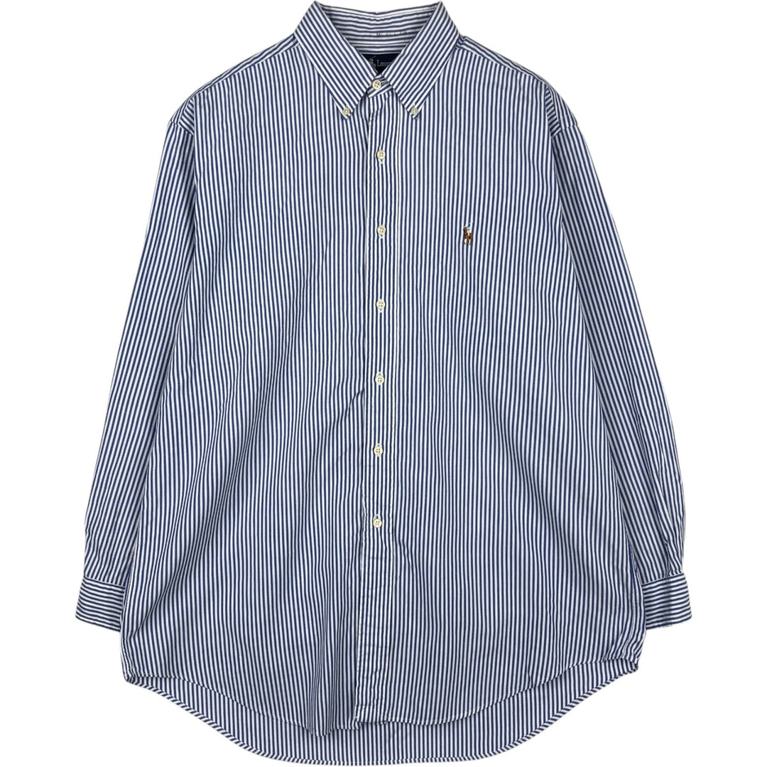 Ralph Lauren YARMOUTH Long Sleeve Button-Down Striped Shirt, Men's Size L cotton white type Vintage Second Hand