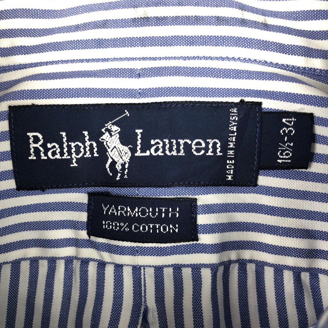 Ralph Lauren YARMOUTH Long Sleeve Button-Down Striped Shirt, Men's Size L cotton white type Vintage Second Hand