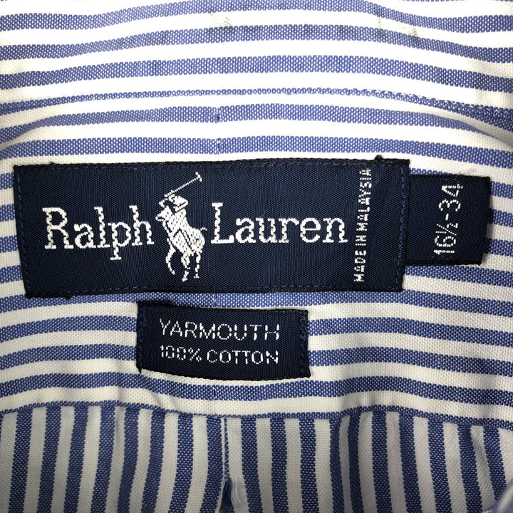 Ralph Lauren YARMOUTH Long Sleeve Button-Down Striped Shirt, Men's Size L cotton white type Vintage Second Hand