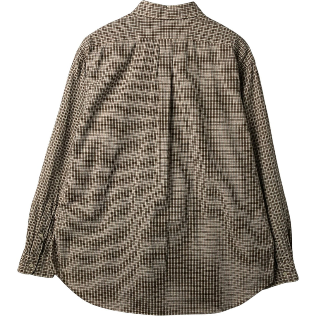 Ralph Lauren BLAKE long sleeve button down check shirt, men's XL size cotton Beige type Vintage Second Hand