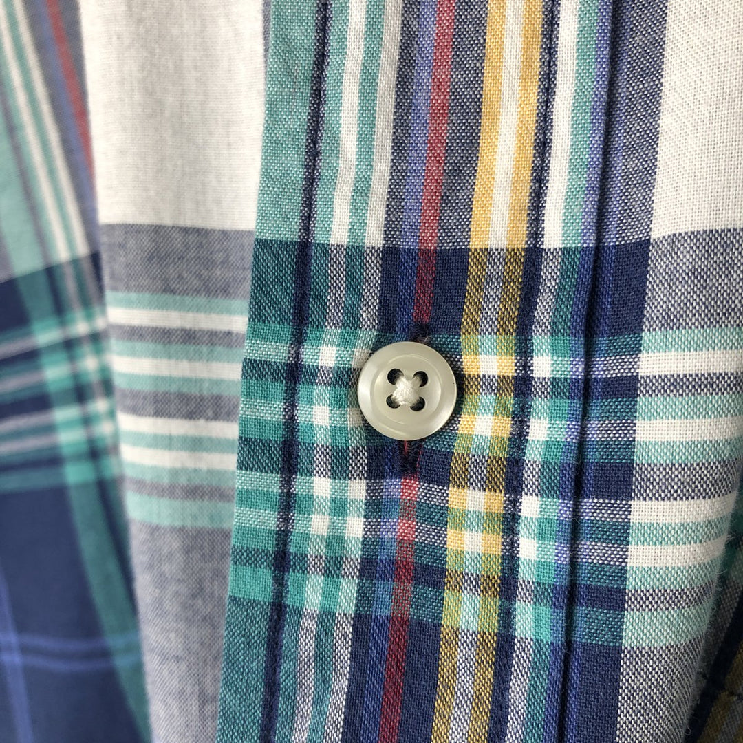 Ralph Lauren BLAIRE long sleeve button down check shirt, men's XL size cotton navy blue type Vintage Second Hand