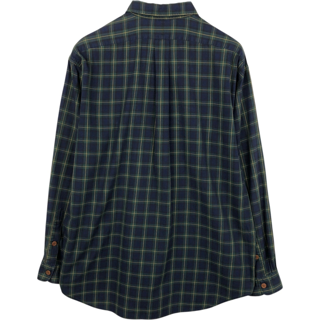 Ralph Lauren POLO by Ralph Lauren long sleeve cotton check shirt, men's XL size cotton navy blue type Vintage Second Hand