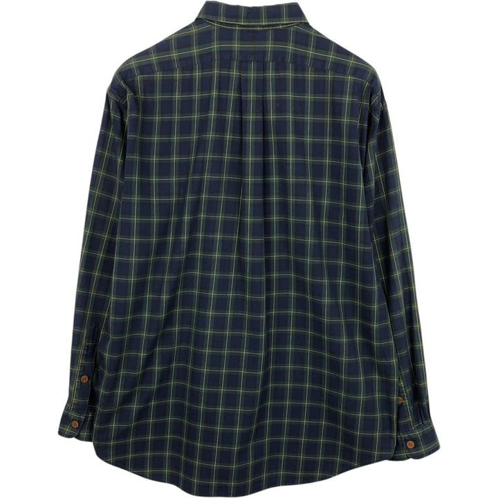 Ralph Lauren POLO by Ralph Lauren long sleeve cotton check shirt, men's XL size cotton navy blue type Vintage Second Hand