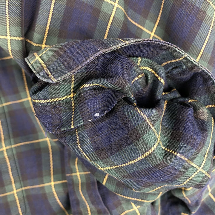 Ralph Lauren POLO by Ralph Lauren long sleeve cotton check shirt, men's XL size cotton navy blue type Vintage Second Hand