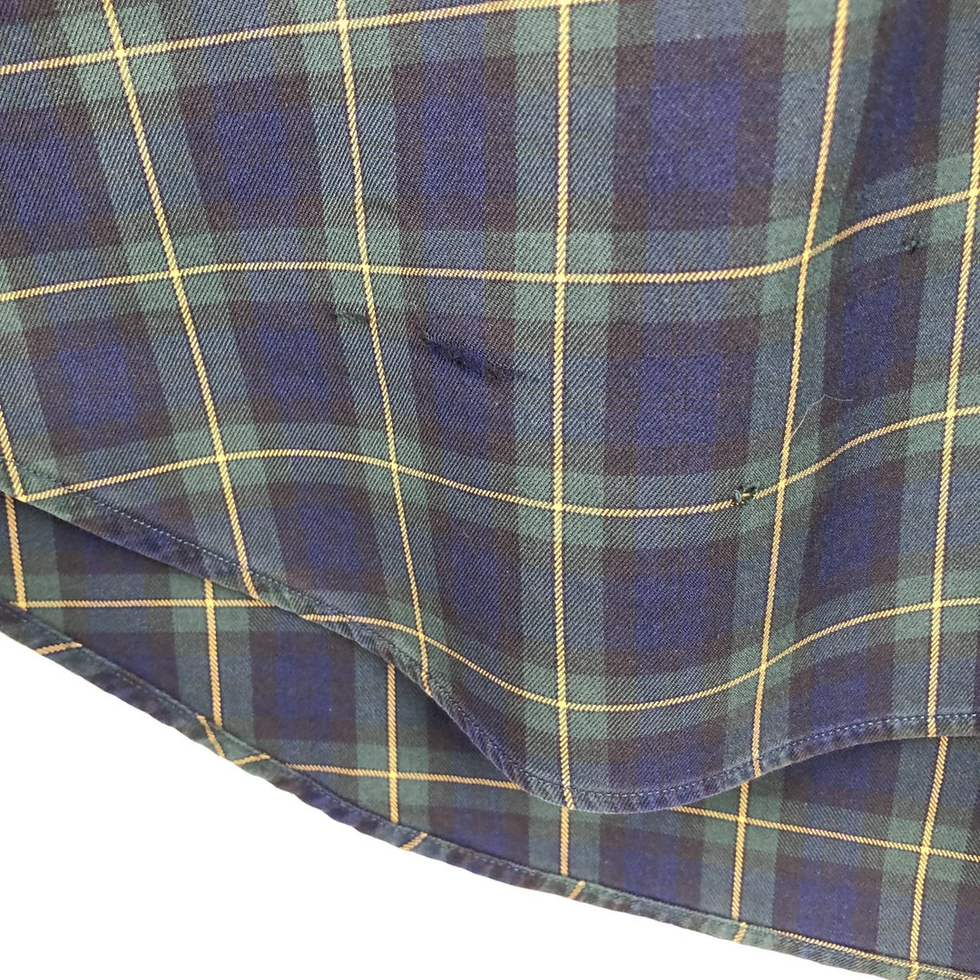 Ralph Lauren POLO by Ralph Lauren long sleeve cotton check shirt, men's XL size cotton navy blue type Vintage Second Hand