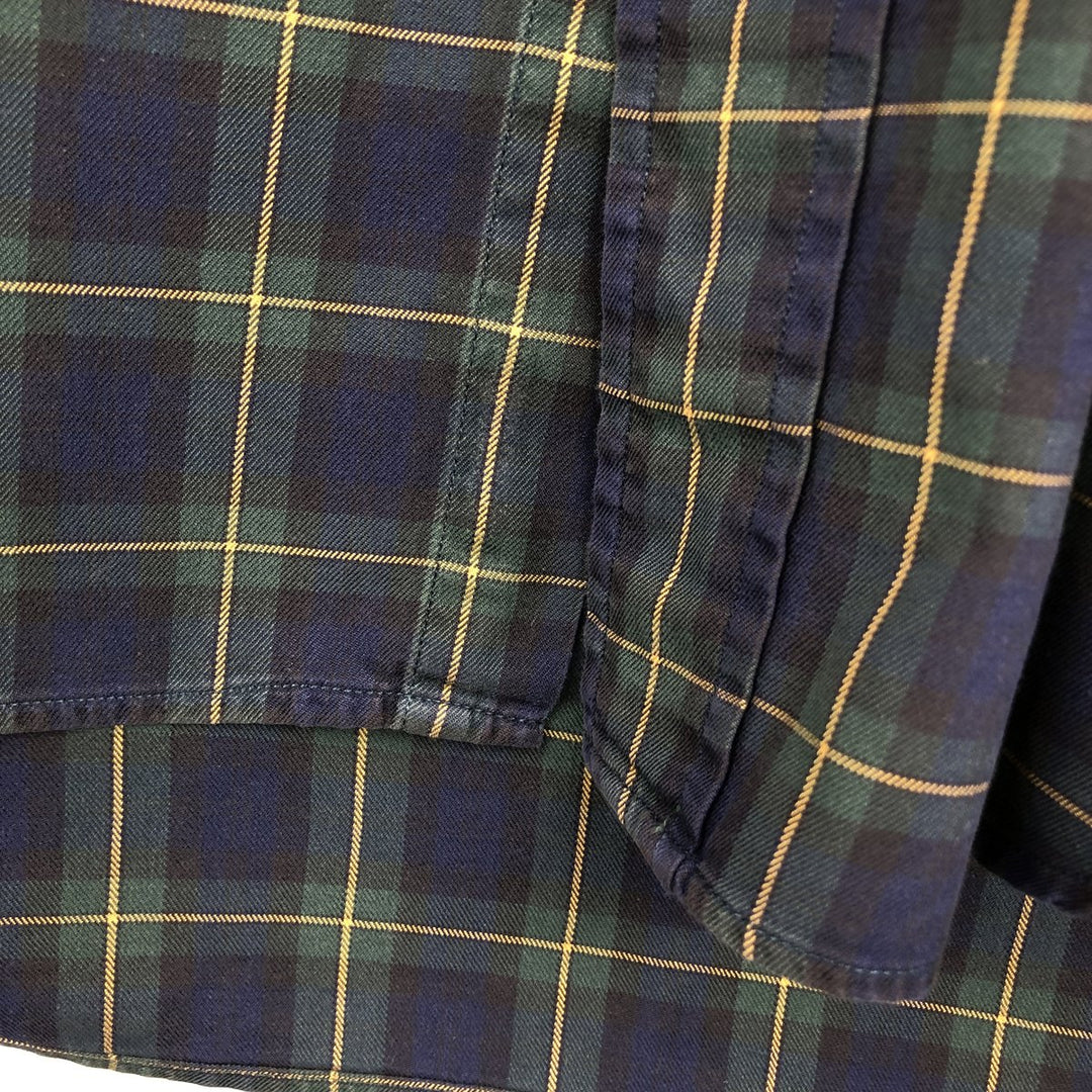 Ralph Lauren POLO by Ralph Lauren long sleeve cotton check shirt, men's XL size cotton navy blue type Vintage Second Hand