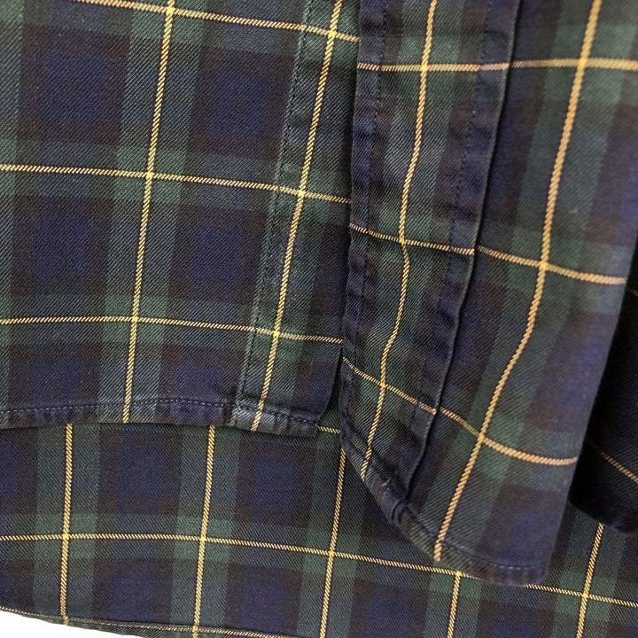 Ralph Lauren POLO by Ralph Lauren long sleeve cotton check shirt, men's XL size cotton navy blue type Vintage Second Hand