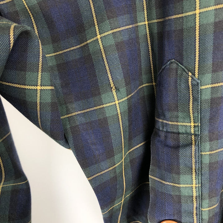 Ralph Lauren POLO by Ralph Lauren long sleeve cotton check shirt, men's XL size cotton navy blue type Vintage Second Hand