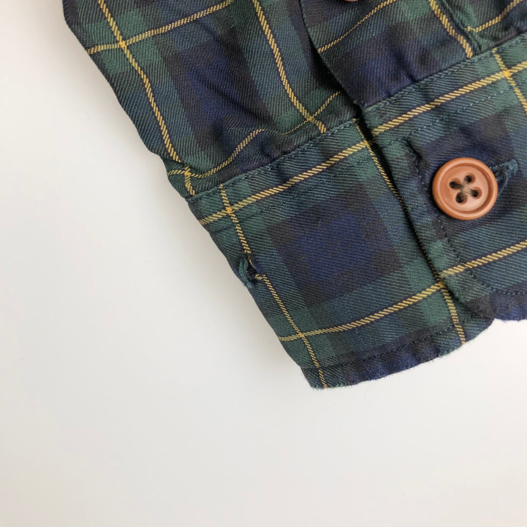 Ralph Lauren POLO by Ralph Lauren long sleeve cotton check shirt, men's XL size cotton navy blue type Vintage Second Hand