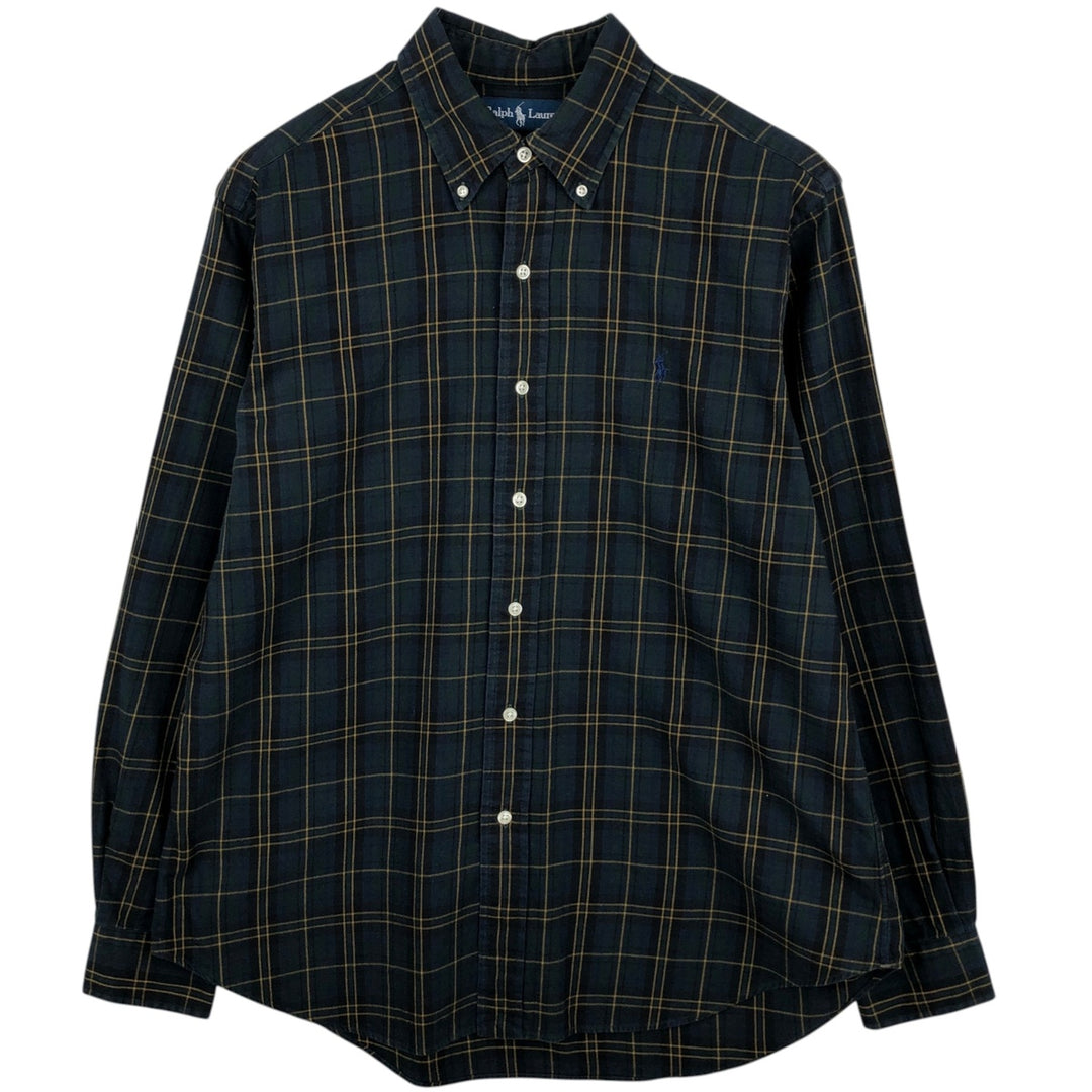 Ralph Lauren Classic Fit Long Sleeve Button Down Check Shirt, Men's Size L cotton green type Vintage Second Hand