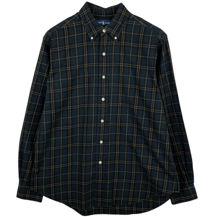 Ralph Lauren Classic Fit Long Sleeve Button Down Check Shirt, Men's Size L cotton green type Vintage Second Hand