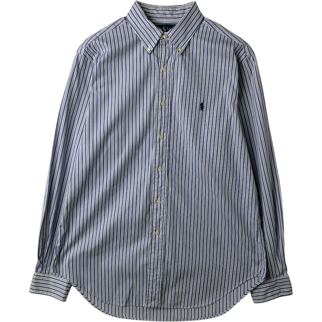Ralph Lauren Classic Fit Multi Stripe Long Sleeve Button Down Striped Shirt Men's Size L cotton white type Vintage Second Hand