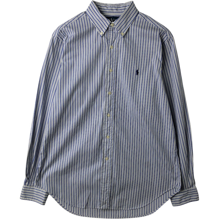 Ralph Lauren Classic Fit Multi Stripe Long Sleeve Button Down Striped Shirt Men's Size L cotton white type Vintage Second Hand