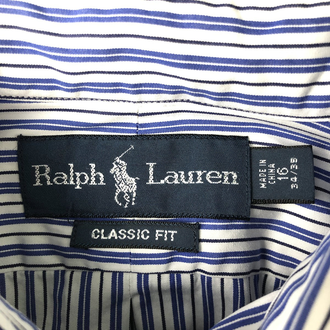 Ralph Lauren Classic Fit Multi Stripe Long Sleeve Button Down Striped Shirt Men's Size L cotton white type Vintage Second Hand