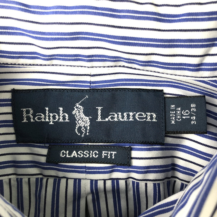 Ralph Lauren Classic Fit Multi Stripe Long Sleeve Button Down Striped Shirt Men's Size L cotton white type Vintage Second Hand