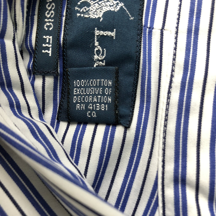 Ralph Lauren Classic Fit Multi Stripe Long Sleeve Button Down Striped Shirt Men's Size L cotton white type Vintage Second Hand