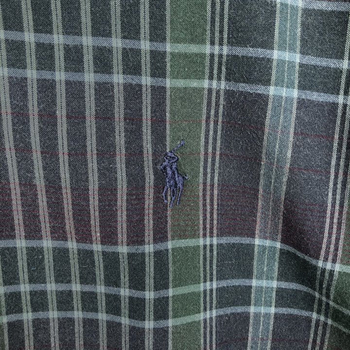 Ralph Lauren BLAIRE long sleeve button down light flannel check shirt men's XL size cotton navy blue type Vintage Second Hand