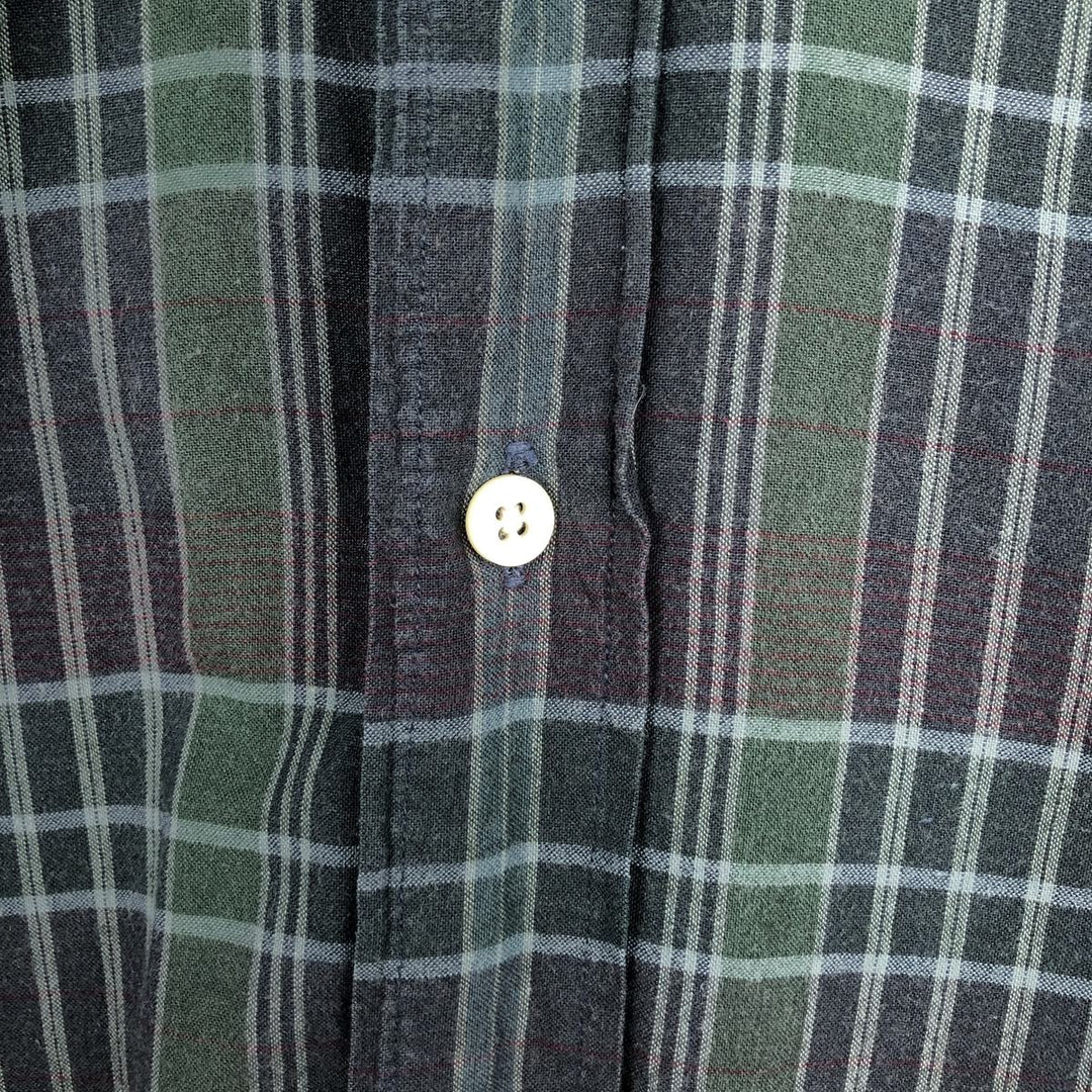 Ralph Lauren BLAIRE long sleeve button down light flannel check shirt men's XL size cotton navy blue type Vintage Second Hand