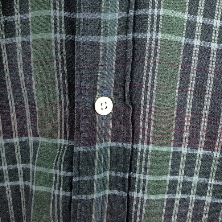 Ralph Lauren BLAIRE long sleeve button down light flannel check shirt men's XL size cotton navy blue type Vintage Second Hand