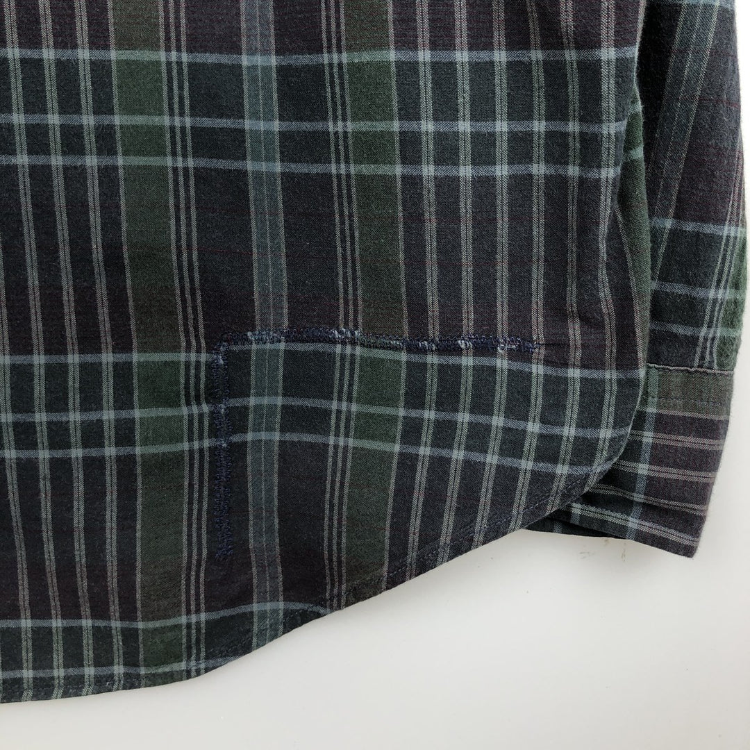 Ralph Lauren BLAIRE long sleeve button down light flannel check shirt men's XL size cotton navy blue type Vintage Second Hand