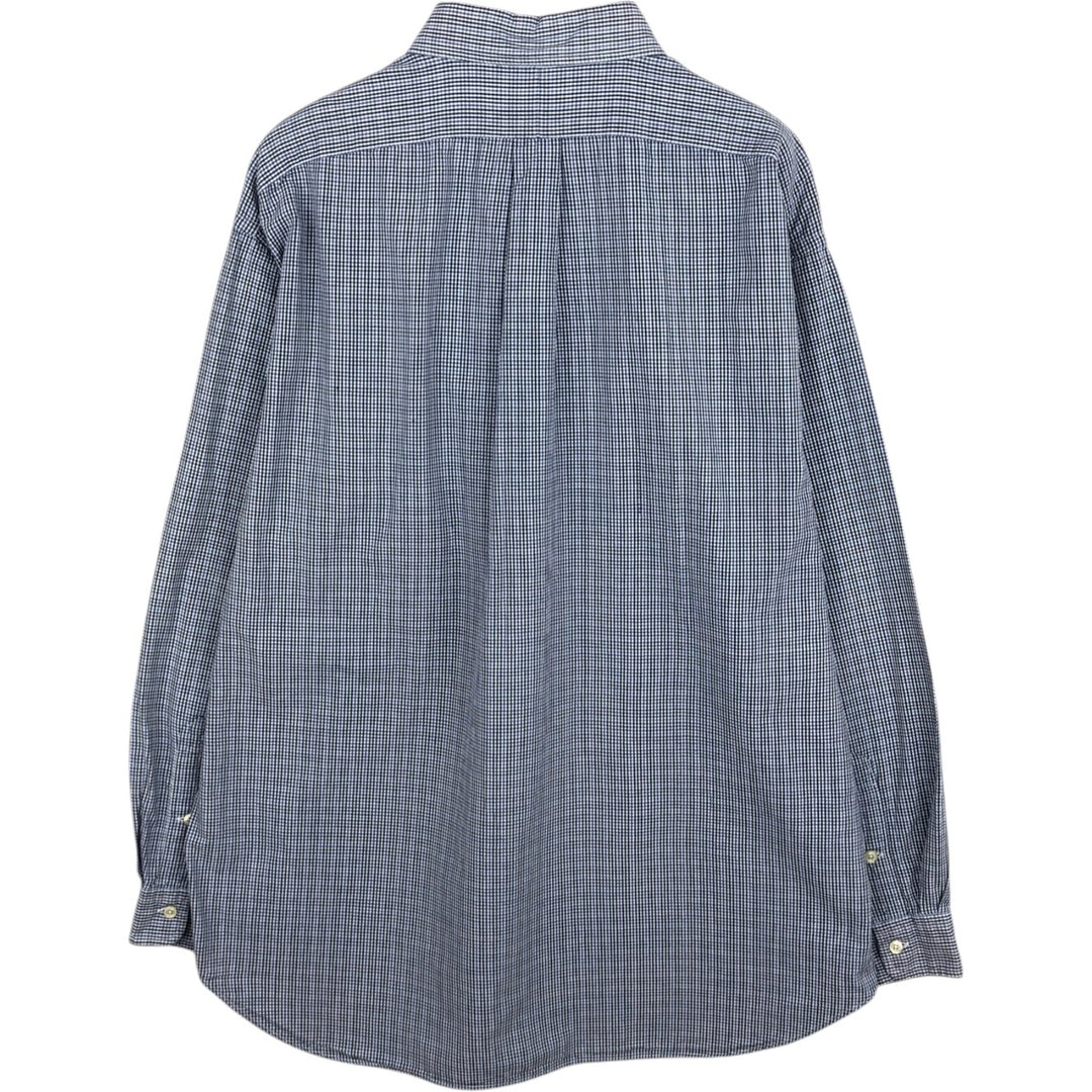 Ralph Lauren BLAIRE long sleeve button down check shirt, men's XL size cotton navy blue type Vintage Second Hand