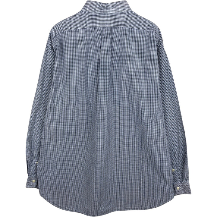 Ralph Lauren BLAIRE long sleeve button down check shirt, men's XL size cotton navy blue type Vintage Second Hand