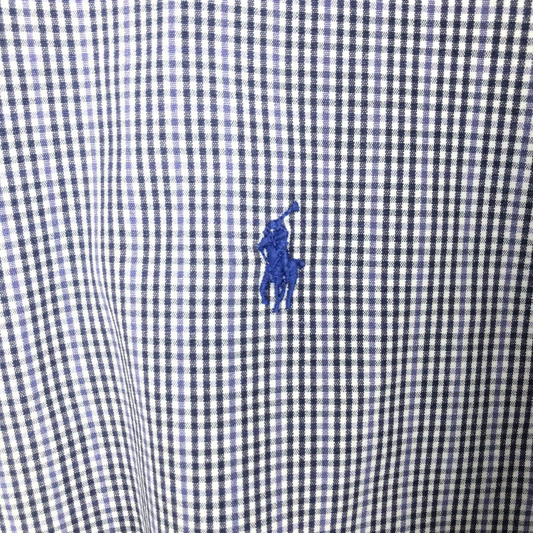 Ralph Lauren BLAIRE long sleeve button down check shirt, men's XL size cotton navy blue type Vintage Second Hand
