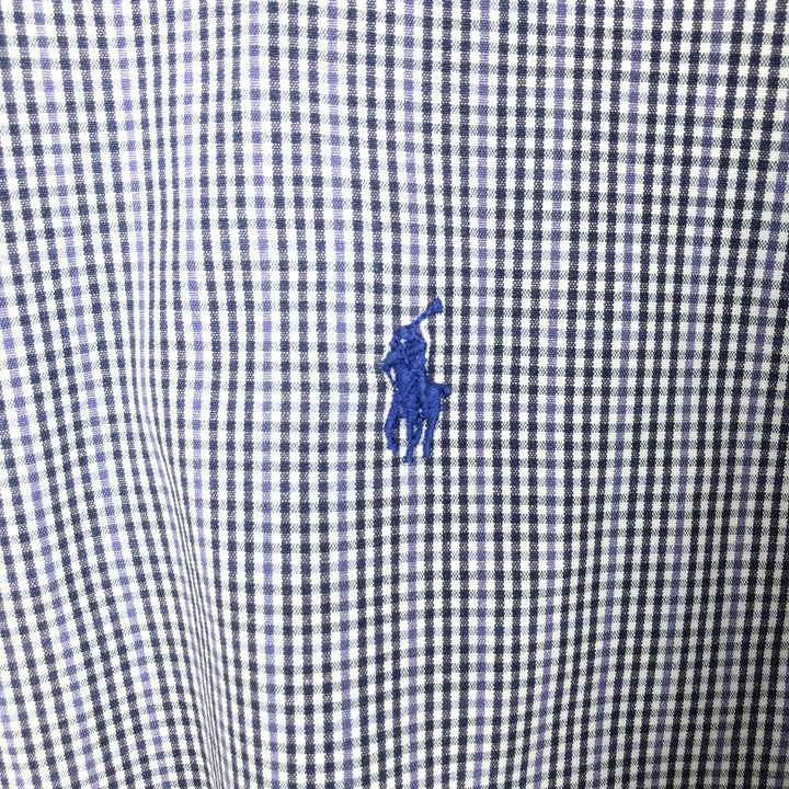 Ralph Lauren BLAIRE long sleeve button down check shirt, men's XL size cotton navy blue type Vintage Second Hand