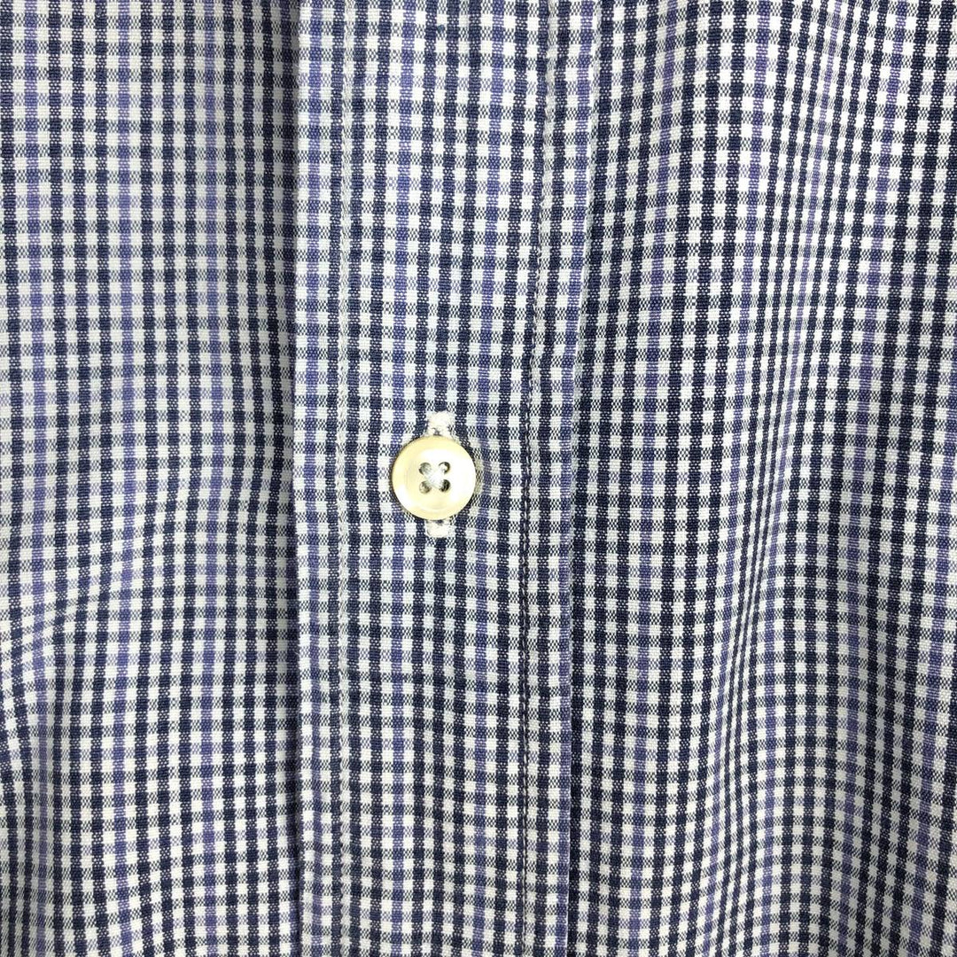 Ralph Lauren BLAIRE long sleeve button down check shirt, men's XL size cotton navy blue type Vintage Second Hand