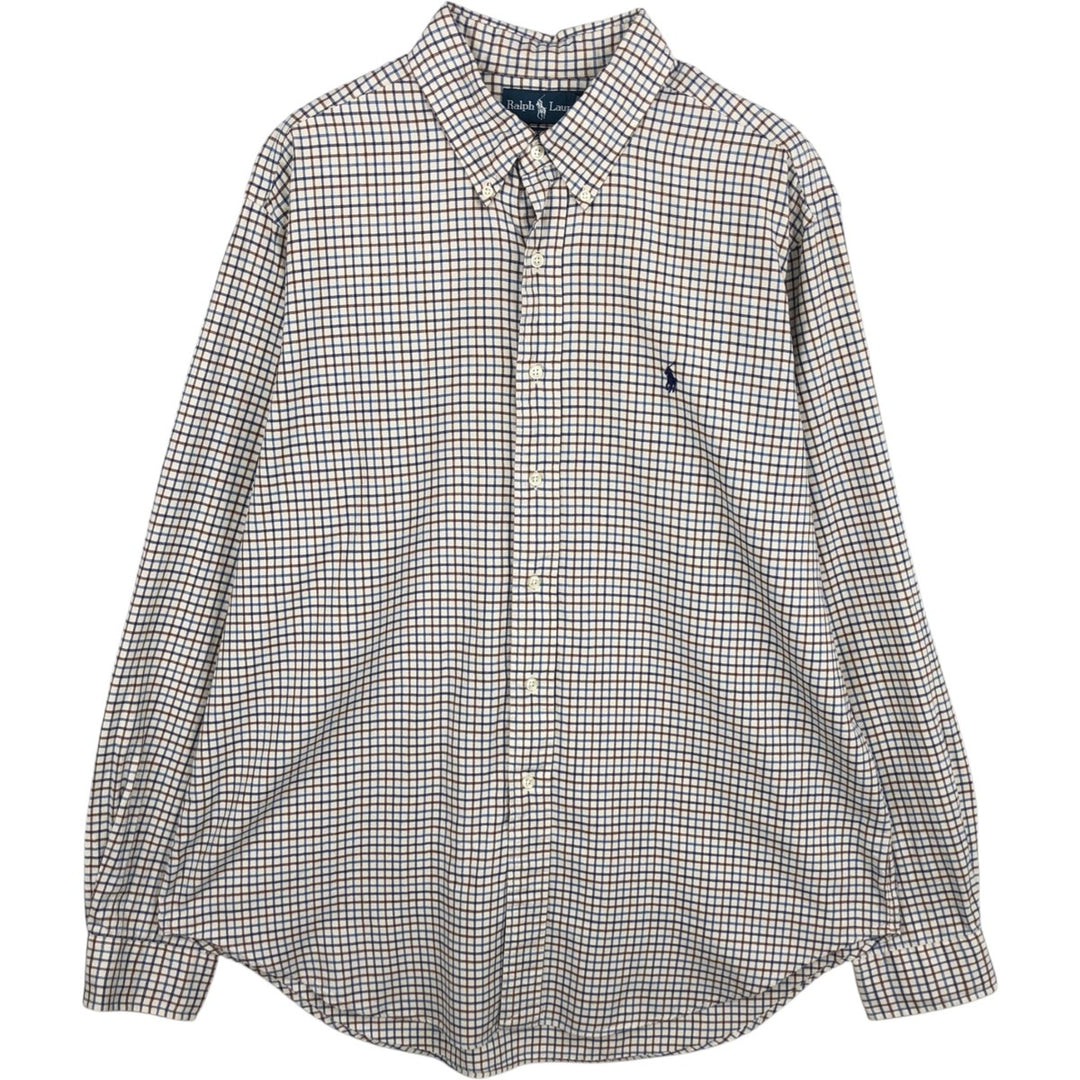 Ralph Lauren Classic Fit Long Sleeve Button Down Flannel Check Shirt Men's XL cotton navy blue type Vintage Second Hand