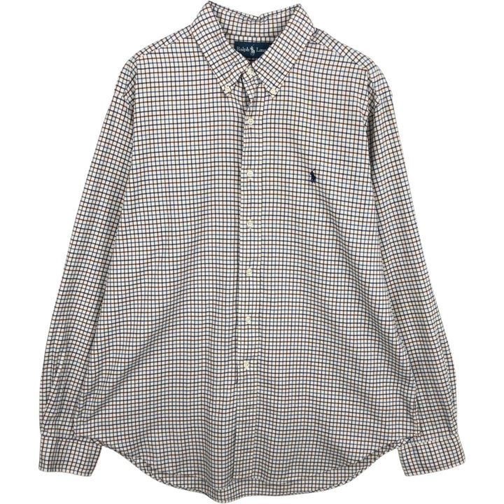 Ralph Lauren Classic Fit Long Sleeve Button Down Flannel Check Shirt Men's XL cotton navy blue type Vintage Second Hand